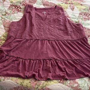 Torrid V Neck Textured Vintage Style Tank Top